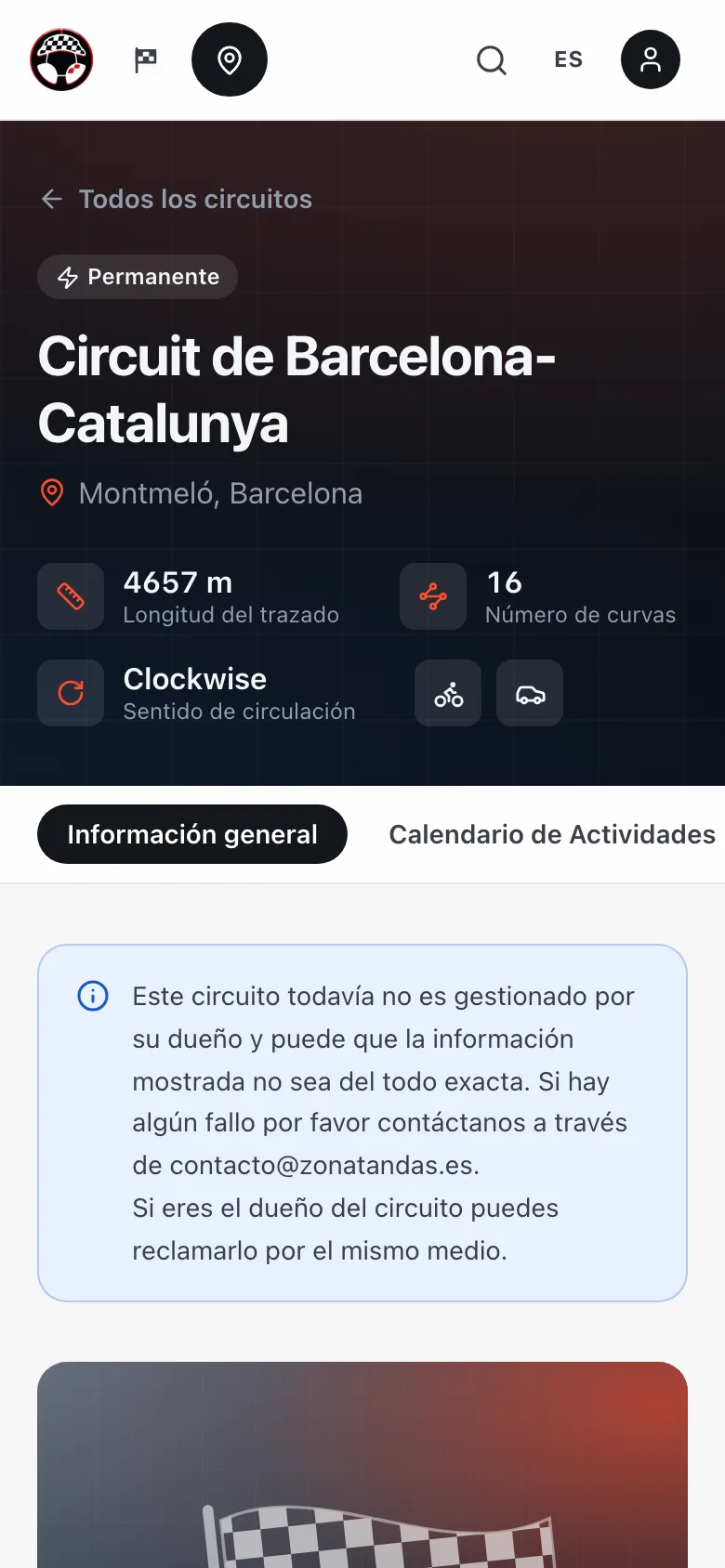 Ficha de un circuito en el móvil
